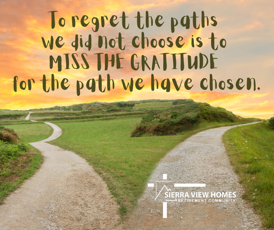 To regret the paths we did not choose is to miss the gratitude for the path we have chosen.